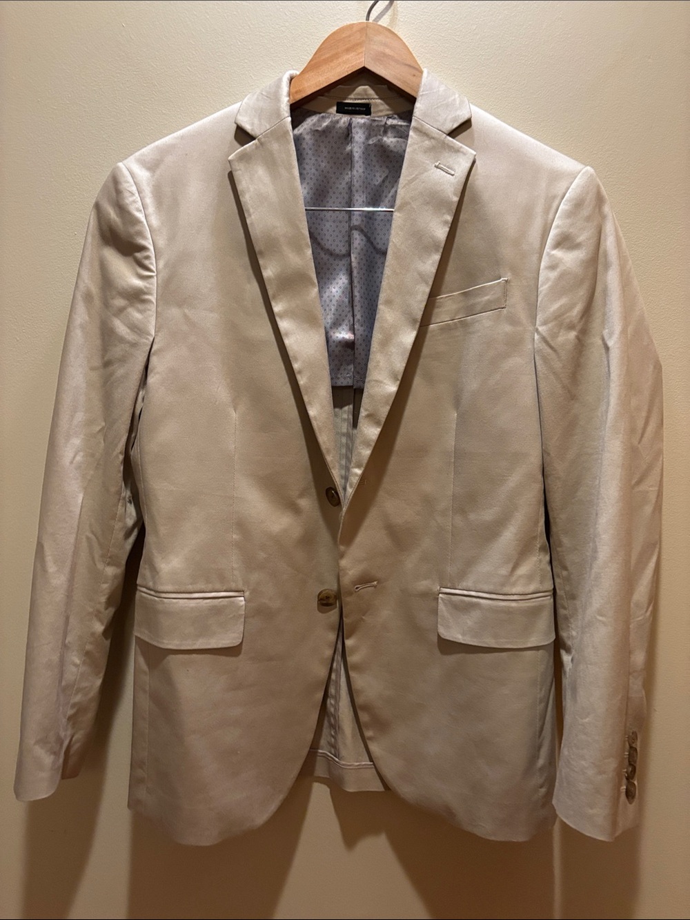 Men's Cream Single-Breasted Blazer